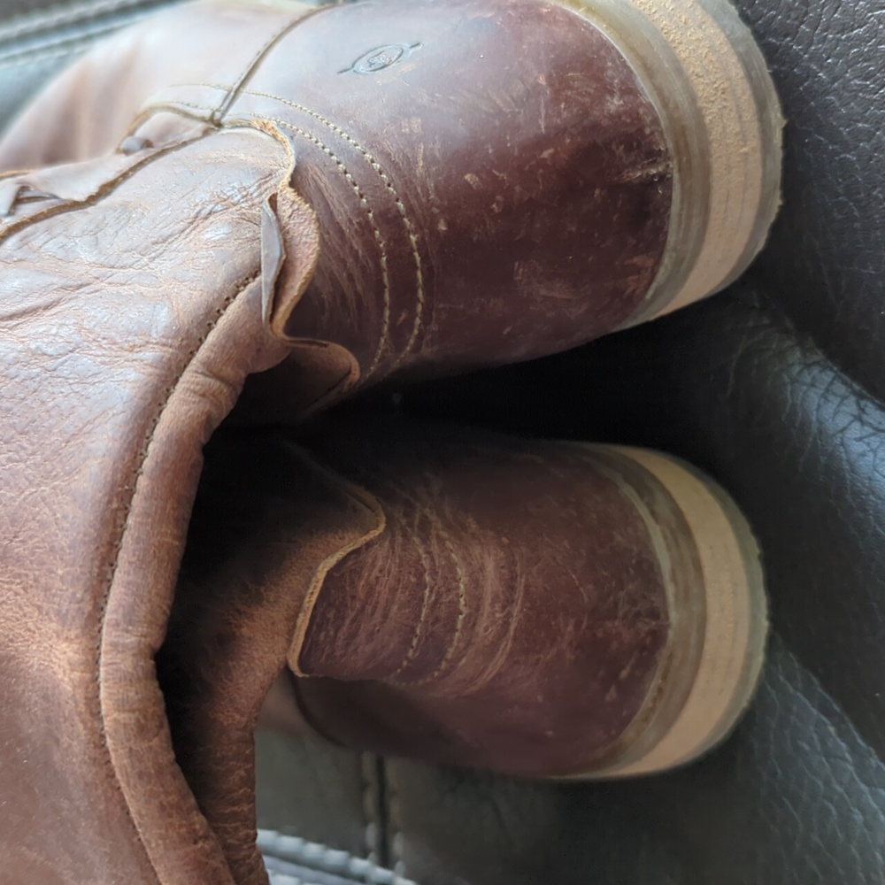 Born Womens Albi Tall High Calf Rustic Brown Leather Side Zipper Boot Size 6.5 - Picture 11 of 12